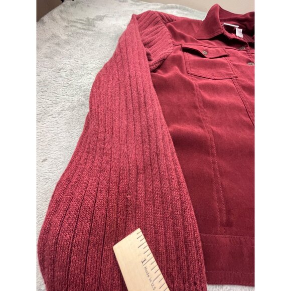 Alfred Dunner Womens XL Burgundy Corduroy Shacket Button-Up Jacket - Picture 7 of 13
